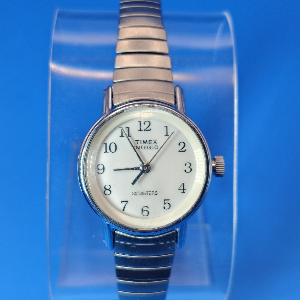 Vintage 1993 Timex‎ Indiglo 23mm Women's Quartz Watch Stretch Bracelet